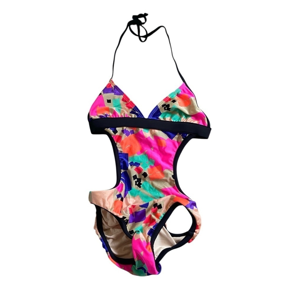 Shosanna Collection Swimsuit Cut Out One Piece Tie Neck Sz 0 NeW